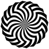 Circular geometric pattern with optical illusion effect black and white design vector