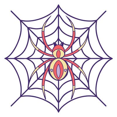 Stylized red spider illustration on web graphic design element
