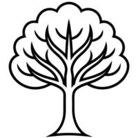 Simple black and white tree outline illustration graphic template vector
