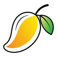 Single cartoon style mango fruit isolated on white for graphic design element vector
