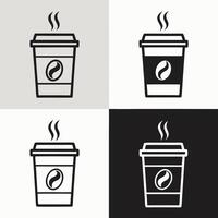 Coffee cup icon set takeaway drink graphics on multiple backgrounds vector