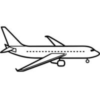 Minimalist outline of airplane with tail fin and passenger windows vector
