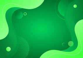 abstract green gradient background fluid shape with geometric and wave line vector
