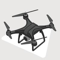 Isolated black drone illustration with camera for aerial photography and modern technology usage vector