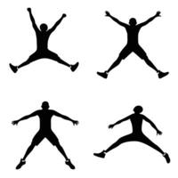 Set of four athlete silhouette jumping in the air with arms extended illustration vector
