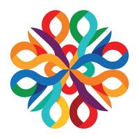 Abstract colorful intertwined ribbon pattern illustration on white background vector