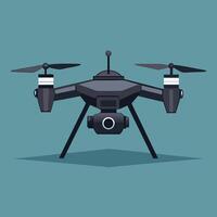 Stylized drone illustration with camera system and clear background for graphic projects vector