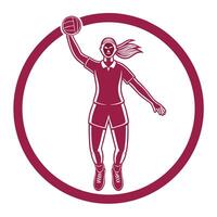 Female volleyball player jumping to serve in illustration design vector