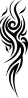 This black and white tattoo design features a swirling pattern, an ornate tribal art element with a vintage scroll style vector