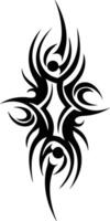 Black and white design features abstract swirls, a tribal pattern, and floral elements in a decorative silhouette vector