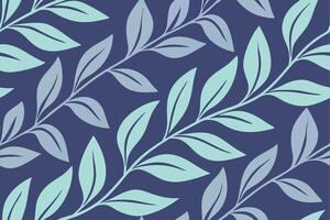 Elegant seamless pattern design featuring botanical elements with leaves arranged beautifully on a dark blue background vector