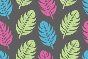 Seamless pattern of colorful stylized feathers on a dark gray background for decorative purposes vector