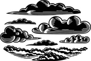 Clouds Silhouette Set with Different Positions Illustration vector