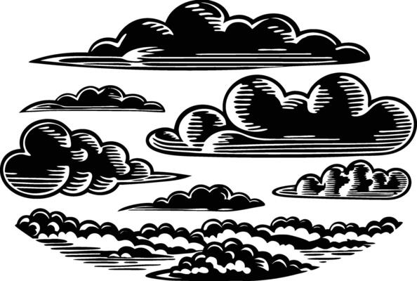 Clouds Silhouette Set with Different Positions Illustration