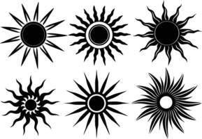Sun Rays Silhouette Set with Different Styles Illustration vector