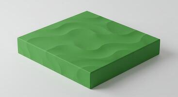 Isolated Green Box with Wavy Pattern on White Background for Mockup photo