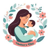 Express motherly love with this soft and expressive design, ideal for Mother's Day collections. vector