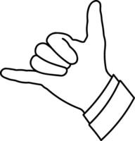 a hand gesture with the little finger extended or a gesture called shaka or jumbo without a background vector