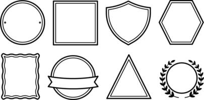 Set of black blank frames of various shapes for text or design elements vector