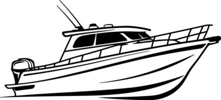 black illustration of a boat or motorboat or a small yacht without background vector