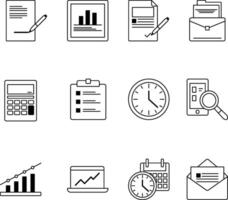 set of black icons in minimalist style on the theme of business vector