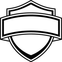black icon shield with empty ribbon for text or other without background vector