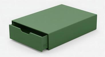 Olive Green Box with Sliding Drawer Storage Organization Container Display photo