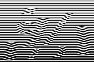 A modern abstract design featuring alternating black and white horizontal lines that form organic, wavy patterns, creating an optical illusion effect. vector