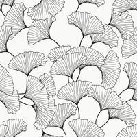 Seamless pattern hand drawn gingko leaf on gray background. illustration vector