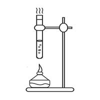 Illustration of a Laboratory Heating Experiment with Test Tube and Flame vector
