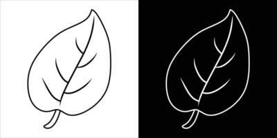 Minimalistic Line Art of a Leaf on Black and White Background vector