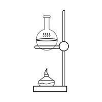 Scientific Experiment Setup With Glass Flask and Bunsen Burner vector