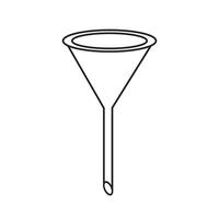 A black and white, minimalist line drawing of a funnel, featuring simple shapes and clean lines. Perfect for use as an icon, minimalist design element, or educational graphic illustration. vector