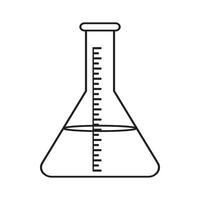Simple line illustration of a laboratory flask containing liquid, emphasizing science and experimentation. vector