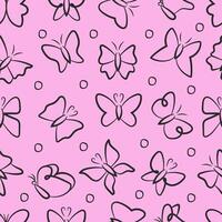 Seamless Butterfly Line Drawing Pattern vector