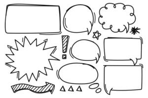 Cartoon speech bubbles in various shapes, including starburst , cloud,bolt,star,arrows and rectangular forms collection. vector
