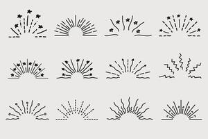 Doodle line sparkles and rays. Hand- drawn explosion lines confetti, sun burst, decorative effect surprise elements. vector