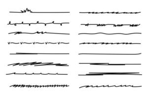 Marker scribble elements collection. Hand drawn strokes, underlines vector