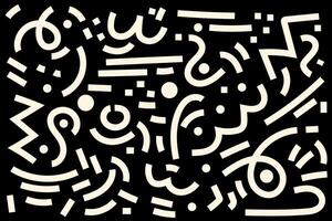 A modern vintage design featuring bold zigzag and curved lines in Memphis style on a dark background vector