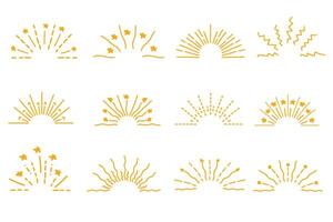 Doodle line sparkles and rays. Hand- drawn explosion lines confetti, sun burst,stars decorative effect surprise elements. vector