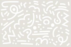 White Memphis Abstract Zigzag Design on Gray Background vector