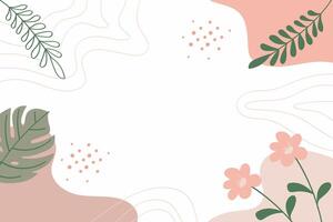 Minimalist Floral Line Art Background with Greenery and Soft Colors vector