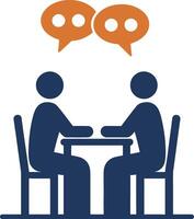 Two people engaged in a discussion at a table vector