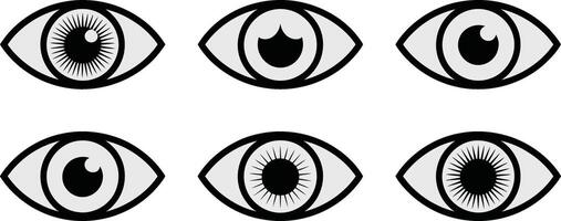 Six Eye Icons Showing Pupil Variations vector