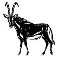 Sable Antelope or Hippotragus Niger Side View Woodcut Retro Style vector