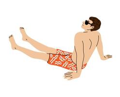 Man in Sunglasses and Bright Shorts Relaxing vector