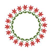 Isolated circular wreath of abstract red flowers on a white background. vector