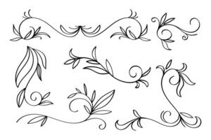 Set of Corner Swirl Elements on White vector