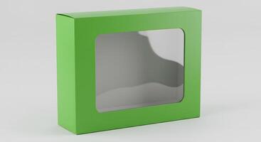 Green Box with Window Mockup Package for Product Presentation Display photo
