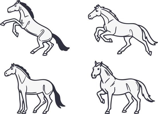 Horse Illustration Set in Minimal Modern Style